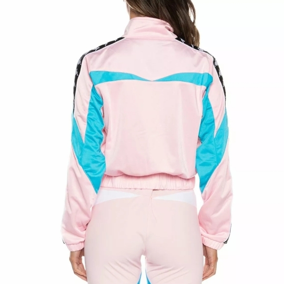 Kappa Authentic Football Esta Track Cropped Jacket Pink White Blue. L. Y2K. - Picture 2 of 12